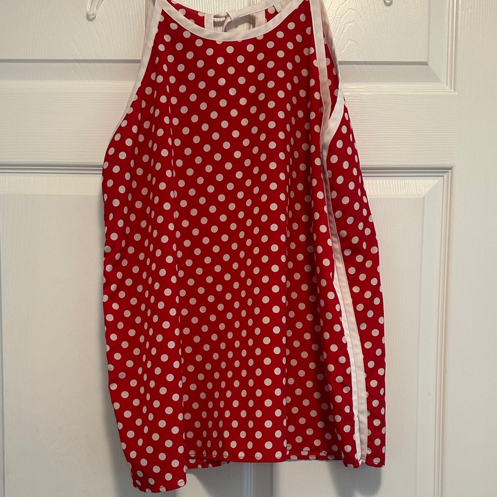 C Red and White Polka Dot Top - Picture 1 of 9